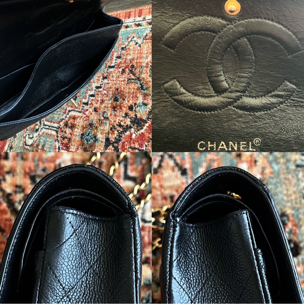 Chanel Classic Vintage Medium Black Caviar Double Flap Bag - Picture 10 of 12